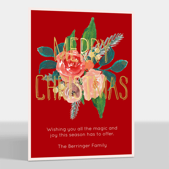 Gold Foil Merry Christmas Flat Holiday Cards